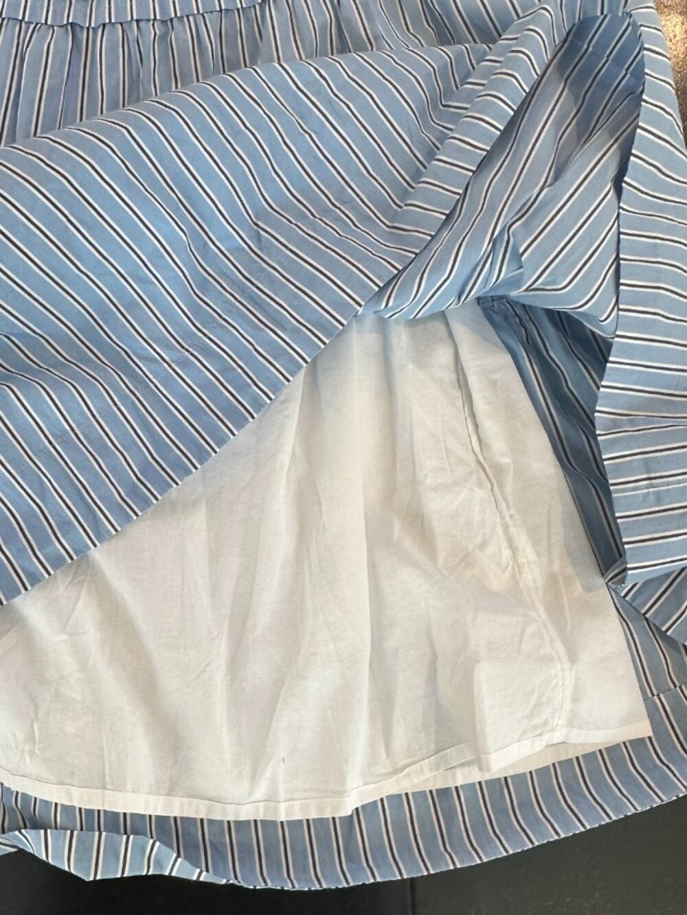 Quince Organic Cotton Poplin Tiered Maxi Skirt Tribeca Blue White Stripe Small S - Picture 4 of 6